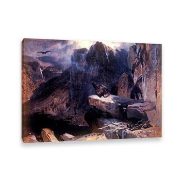 Imagem de Edwin Landseer Impressão em tela The Eagle's Nest Poster Giclee Reprodução de pintura Edwin Landseer Arte de parede decoração de casa sala de estar escritório quarto 100 x 70 cm (83.8x71.1 cm