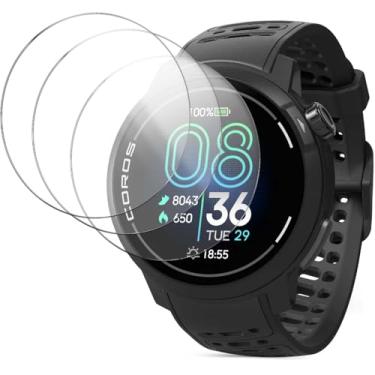 Imagem de YAJOJO Pacote com 3 protetores de tela para COROS PACE Pro, vidro temperado de dureza 9H para relógio esportivo GPS COROS PACE Pro, borda redonda 2,5D, antiarranhões, sem bolhas, clareza HD