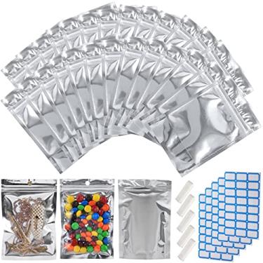 Imagem de Embalagem com 800 sacos grandes de Mylar Reclosable para armazenamento de alimentos 12 cm x 20 cm, sacos de alumínio à prova de cheiro, com janela transparente, armazenamento de cozinha, embalagem