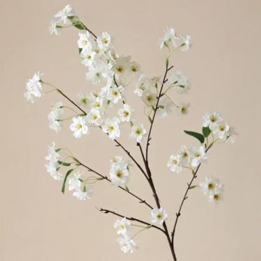 Imagem de 4 peças/lote 90 cm flor de cerejeira flor de seda decoração para casa jardim casamento árvore artificial arranjos de flores festa floral paisagem (branco)