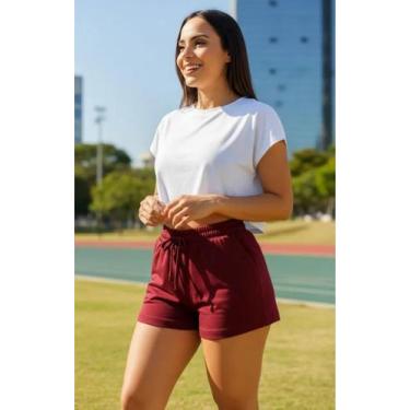 Imagem de Short Moletom Feminino Super Confortável Envio Imediato - RC, Bordô, P