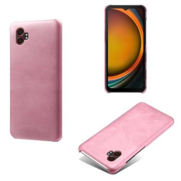 Imagem de Capa para Samsung Galaxy Xcover 7 Pro,Proteção contra quedas,Casca de volta de cor sólida simples,Design de couro de imitação de plástico-Pink