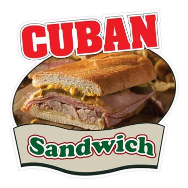 Imagem de Adesivo cortado vários tamanhos sanduíche cubano estilo B restaurante e comida presunto e queijo placa de concessão marrom - 25,4 cm lado mais longo