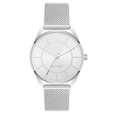 Imagem de Nine West Relógio feminino com pulseira de malha, Prata