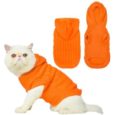 Imagem de PUPTECK Casaco de inverno para cães e gatos – Roupas macias para clima frio e tricô para gatinhos e cães pequenos em ambientes internos e externos, tricotado clássico para cachorros, gatinhos, meninas