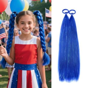Imagem de Extensões de rabo de cavalo Hair Tinsel, azul, 20 cm para mulheres, 2 