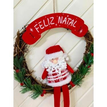 Imagem de Guirlanda de Natal Papai Noel Feliz Natal Enfeites para Porta de Entra