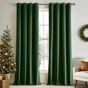 Imagem de Cortinas MIULEE Christmas Velvet 229x229cm Verde Esmeralda x2