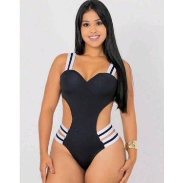 Imagem de Biquini Maio Moda Praia Duas Tiras  Entrega Rápida - bia, Branco, Pret