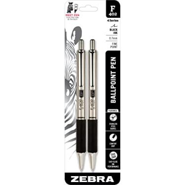 Imagem de Zebra Pen Caneta esferográfica F-402, retrátil, 0,7 mm, preta, pacote com 2 (29212)