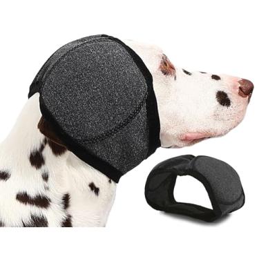 Imagem de AOOLMOL Protetor de orelha de cachorro para hematoma, banho, secagem, natação e alívio da ansiedade por ruído - Proteção elástica à prova d'água com capuz calmante design para cuidados pessoais