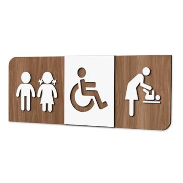 Imagem de Placa de Sinalização Indicativa - Banheiro Kids, PNE e Fraldário