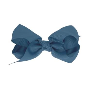 Imagem de Laço Boutique Infantil Tamanho P 7x3 Cm em Gorgorão com Presilha Bico de Pato e Diversas Cores (Azul Jeans)