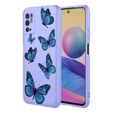 Imagem de HTXWXJC Capa para Xiaomi Poco M3 Pro/Redmi Note 10T 5G/Note 10 5G/Redmi Note 11SE 5G Capa à prova de choque flexível TPU macia padrão borboleta capa de telefone para Xiaomi Poco M3 Pro 5G borboleta
