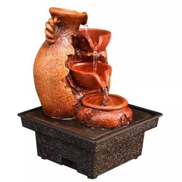 Imagem de XFNVXC Fonte decorativa para uso interno, fonte de mesa, ornamentos de água da sorte, barra de fonte pequena, enfeites de mesa chineses, fonte decorativa de água corrente, fonte de jardim ornamental