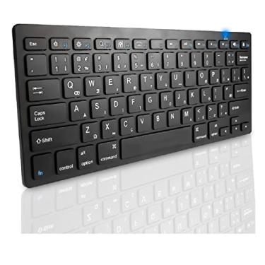 Imagem de Teclado Slim Bluetooth Mini Compatível Android Macbook Ios iPad Mac Sem Fio até 10 Metros Distância Preto