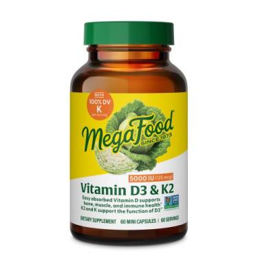Imagem de Suplemento MegaFood de vitamina D3 5000 UI com vitamina K2 60 cápsulas