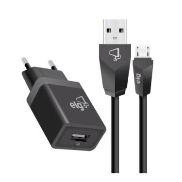 Imagem de Kit Cabo e Carregador Parede Micro USB V8 - ELG