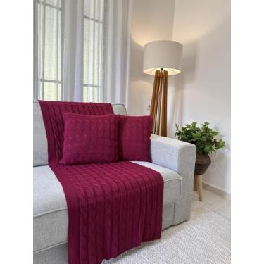 Imagem de Kit Peseira Decorativa Tricot Trança Cama Queen + 2 Capas - Calu Trico