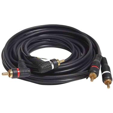 Imagem de Cabo 2+2 RCA Duplo 90 graus 5m L/R 40mm Audio Video 100w Pto