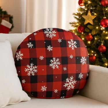 Imagem de Almofada Redonda Natal 40x40  Decoração Natalina Sala Sofá Cama Enfeit
