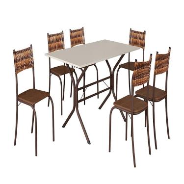 Imagem de Jogo de Mesa Teixeira Atlanta 140cm 6 Cadeiras