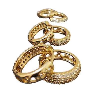 Imagem de Brinco Trio de Argolas Zircônia Dourado e Prata - Lika Bijuterias, Dou