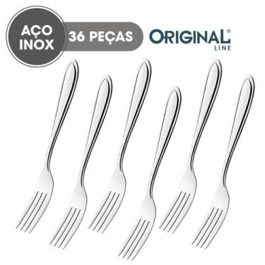 Imagem de Garfo de Sobremesa Inox 36pçs América ORIGINAL LINE Cozinha Louça Buff