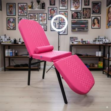 Imagem de Maca Fixa 3 Posições Reclinável Tatuagem Estética Massagem Compact Diamante (Rosa)