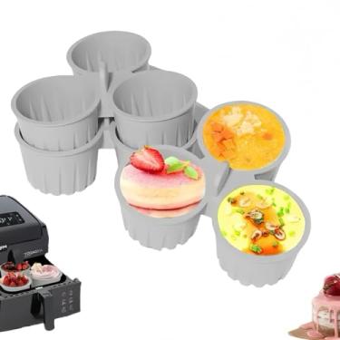 Imagem de ZXiaJUMCR Moldes de silicone para mordida de ovo, reutilizáveis antiaderentes, 3 xícaras, fritadeira a ar de 14,4 cm, molde de ovo, forma de muffin, círculo, formas de cozimento de forno de silicone