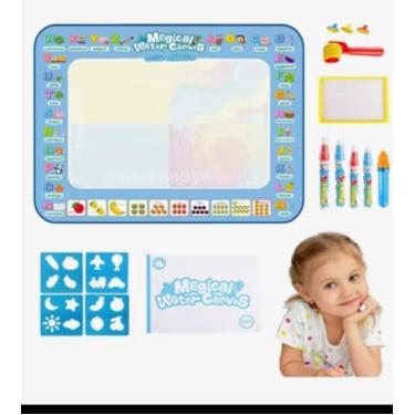 Imagem de Tapete Mágico de Água para Crianças, Desenho Educativo com Alfabeto e Números, Kit de Pintura Aquática com Canetas e Moldes, Brinquedo Infantil