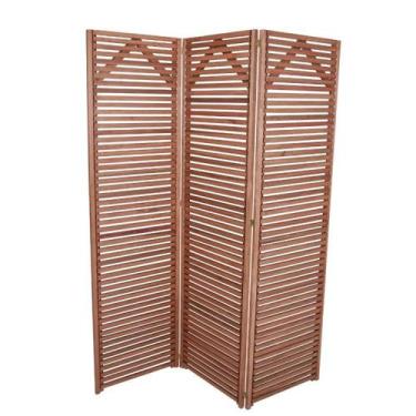 Imagem de Biombo Decorativo em Madeira Maciça Triplo Liver - Cedro Rosa