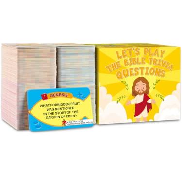 Imagem de 545 Pcs Bible Theme Party Game Holy Trivia Bible Card Game for Quiz Cards Jesus Theme Quiz Games Supplies for Family Friends Large Group Gathering Adults Kids Christian Sunday Church Favors