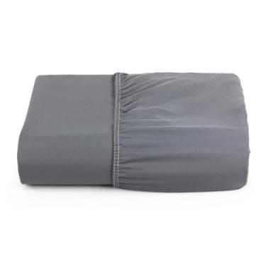 Imagem de Lençol Avulso com Elástico Solteiro Casal Queen King Tecido 400 Fios Toque Macio e Aveludado(Cinza,Solteiro)