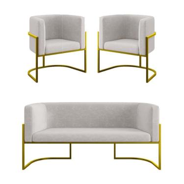 Imagem de Kit Sofá 2 Lugares + 2 Poltronas Para Recepção Balaqui Bege