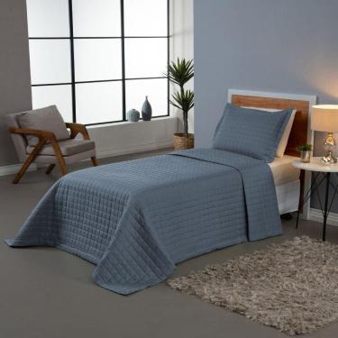 Imagem de Kit Cobre Leito Matelado Copacabana 2 Peças Solteiro 100% Poliéster Percal 300 Fios - Azul