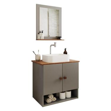 Imagem de Gabinete Arm Banheiro Deli 2 Portas Com Cuba Oxford Branca Titanium nature