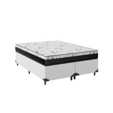 Imagem de Cama Box Casal Bipartido 138 Branco Com Colchão D33 One Face Bello Box 58x138x188