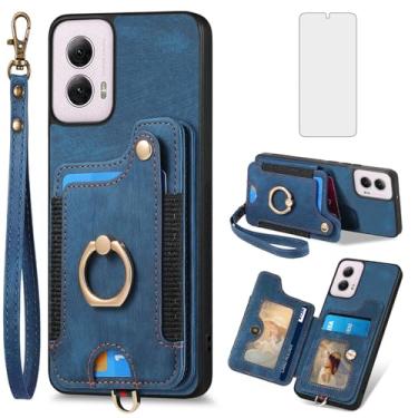 Imagem de Asuwish Capa de celular para Motorola Moto G Power 5G 2024 capa carteira com protetor de tela de vidro temperado e alça de pulso RFID suporte para cartão de crédito anel acessórios para celular G5