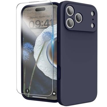 Imagem de INGIDO Capa para iPhone 17 Series, capa de silicone líquido com proteção para câmera, forro de microfibra macia antiarranhões, capa protetora à prova de choque (azul meia-noite, iPhone 17 Pro)
