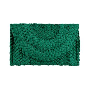 Imagem de LUI SUI Bolsa de mão de palha feminina bolsa de ombro de palha bolsa de praia de verão bolsa envelope carteira, Verde, One Size