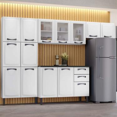 Imagem de Cozinha Compacta Em Aço 4 Peças 14 Portas 2 Gavetas Paneleiro Duplo Em Aço New Premium Itatiaia Branco