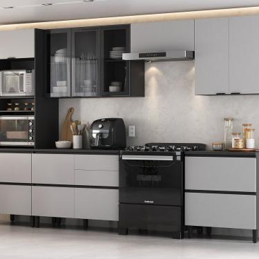Imagem de Cozinha Completa Modulada 6 Peças 100% Mdf Lumina Itatiaia Grafite-fendi