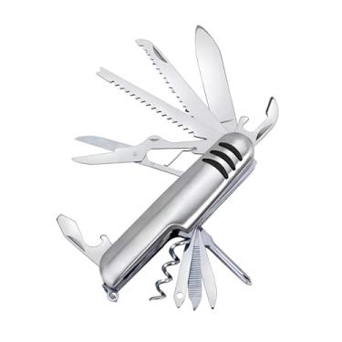 Imagem de Canivete Multifuncional em Aço Inox, Prateado, 9cm Fechado, 12 Funções
