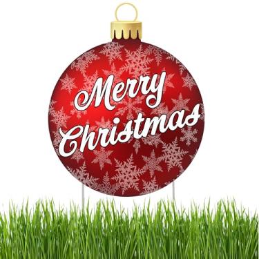 Imagem de Placa de jardim clássica de Natal, decoração de casa, decoração de gramado com estacas, enfeite vermelho, Feliz Natal