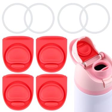 Imagem de 4 conjuntos de rolha e anel de substituição compatíveis com Owala FreeSip 680.4 g 947.2 g, tampa de vedação superior de garrafa de água para Owala 16/19/24/32/1,134 g tampa de boca de garrafa de