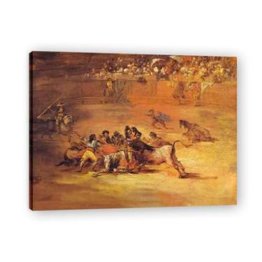 Imagem de Cena de uma tourada Francisco De Goya Impressão em tela romântica espanhola - Obra-prima do influente pintor romântico emoldurado 39,98 x 52 cm