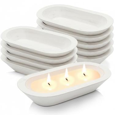 Imagem de Nuogo Pacote com 10 tigelas de massa de madeira a granel tigelas de massa rústicas de 31 cm para casamento, vela faça você mesmo, artesanato doméstico, decoração de suprimentos de frutas de fazenda