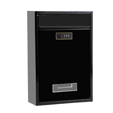 Imagem de Kuntesetty Caixa de Correio Metálica de Parede, Sem Chave, às Intempéries, para Documentos E Cartas, 22 X 8,5 X 32 Cm, Preto