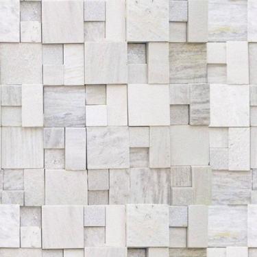 Imagem de Papel de Parede Vinílico Blocos Mármore Efeito 3D Canjiquinha Sala 1.5